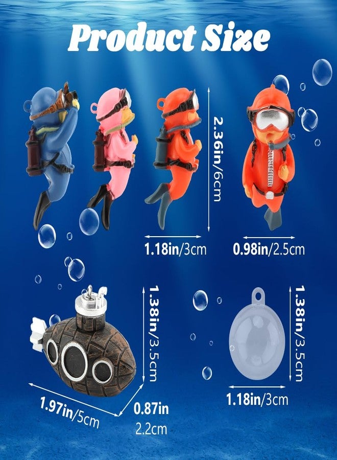 PUXING 4pcs Floating Fish Tank Decoration Retro Submarine Set and Floating Diver Lovely Diver Fish Tank Decorations Safe Fishs Toy for Be-TTA (Color:Colorful) - Image 3