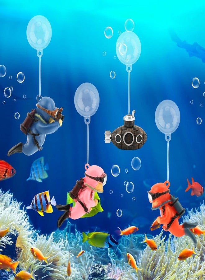 PUXING 4pcs Floating Fish Tank Decoration Retro Submarine Set and Floating Diver Lovely Diver Fish Tank Decorations Safe Fishs Toy for Be-TTA (Color:Colorful) - Image 4