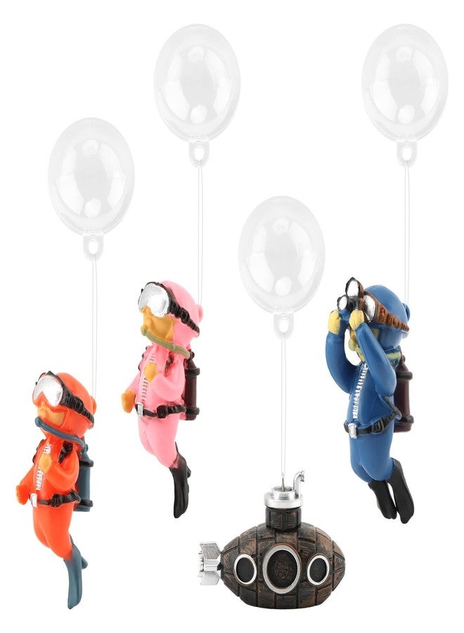 PUXING 4pcs Floating Fish Tank Decoration Retro Submarine Set and Floating Diver Lovely Diver Fish Tank Decorations Safe Fishs Toy for Be-TTA (Color:Colorful) - Image 2