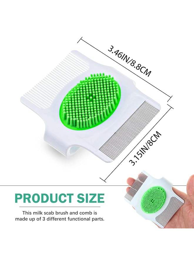Oasisgalore 2 Pcs Baby Cradle Brush And Comb 3 In 1 Design Cradle Brush Dandruff Cleaning Brush With Soft Rubber Bristles Green Blue - Image 2