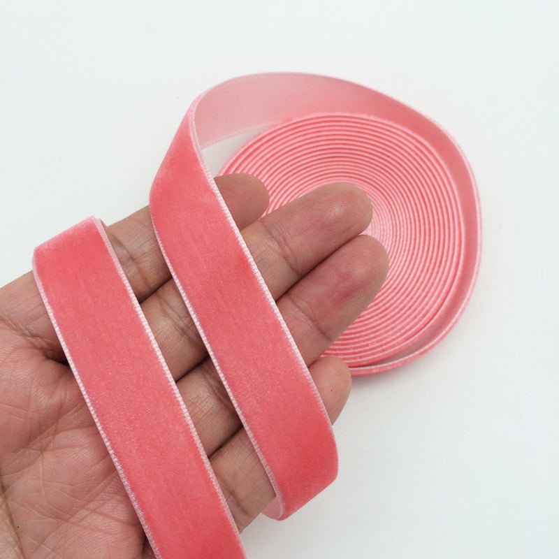 PEPPERLONELY 5 Yards Single Face Velvet Ribbon 16mm (5/8 Inch), Pink - Image 4