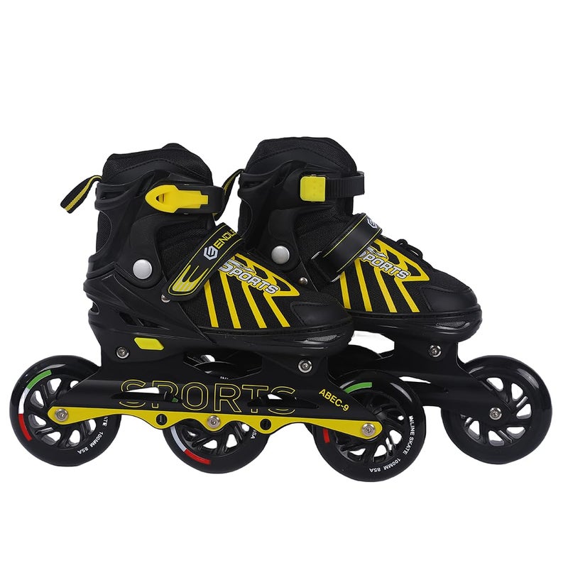 Endless EL1031 Inline Adjustable Skates Small Size 29 EUR (UK 11.5) - 33 EUR (UK 2) for 3 to 6 Years | Yellow | Aluminium Chassis and 100 mm PU Three Wheels | With ABEC 9 Bearings | Indoor and Outdoor - Image 1