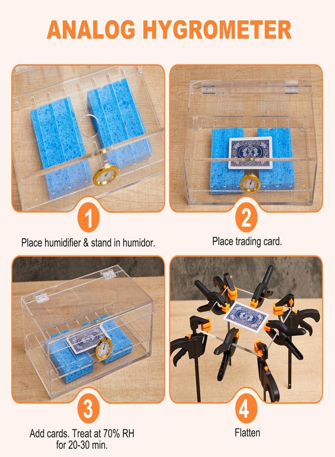Chunful 11 Pcs Card Flattening Kit Included 1 Humidor Humidity Box, 2 Acrylic Plates, 4 Vises, 4 Clamps Card Care Tool Accessory Restoration Kit for Bent Trading Tcg Repair - Image 4