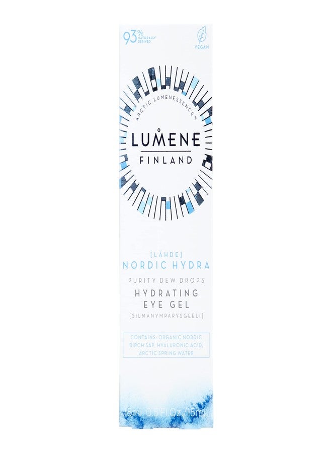 Lumene Purity Dew Drops Hydrating Eye Gel - Dark Circle Eye Cream with Hyaluronic Acid & Under Eye Serum + Puffy Eyes Treatment, 15ml - Image 2