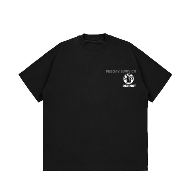 Fashion Brand High Street Style Printed Round Neck Short Sleeve T-Shirt Men'S And Women'S Loose Casual Half Sleeve Heavy Breathable 260G - Image 1