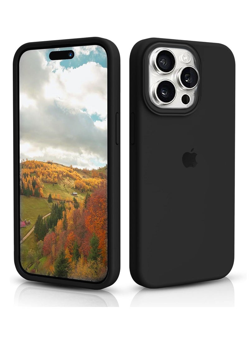 Wtech Apple iPhone 15 Pro Max 2023 Premium Soft Liquid Silicone Case Cover - Black
