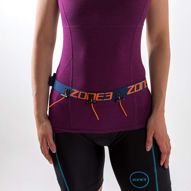 Zone3 Ultimate Race Number Belt with Gel Loops (Black/Red/White) - Image 2