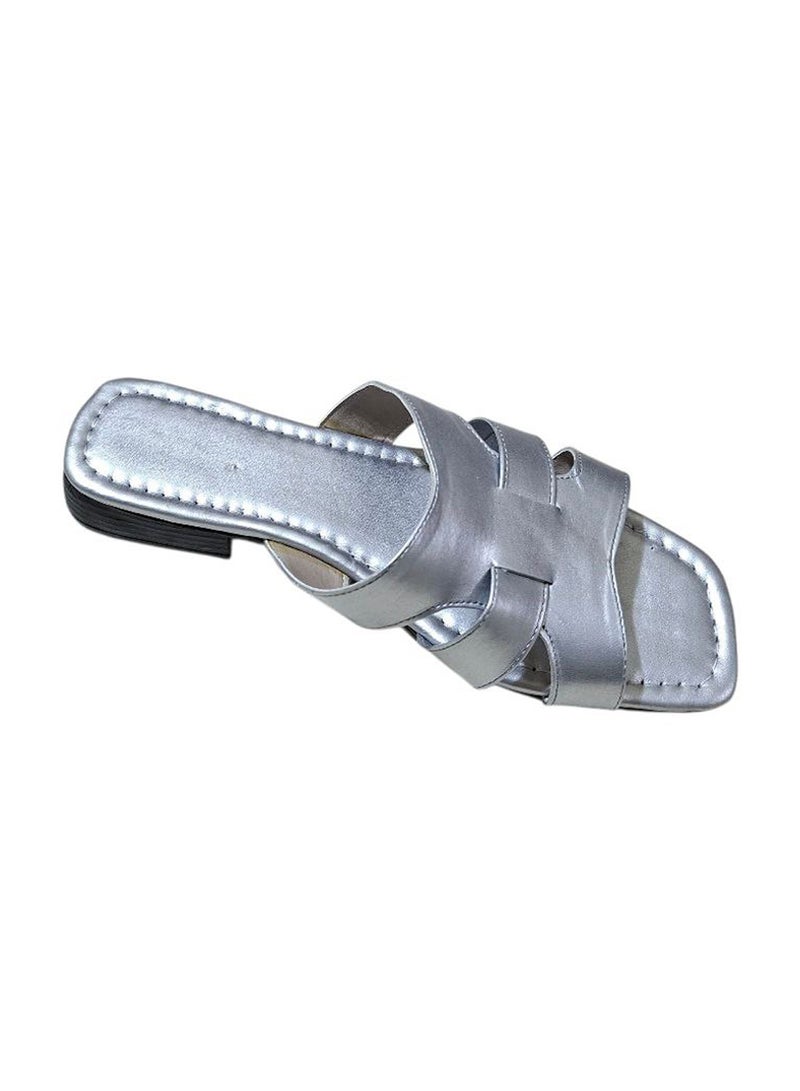 Karisma Flat Squared Toe Slippers With Strappy Upper Design - Image 3
