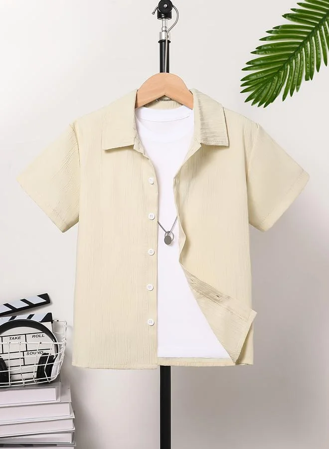 Take Two Take Two Teen Beige Textured Button Front Shirt