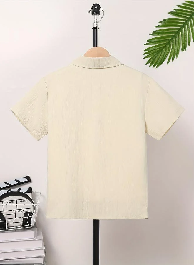 Take Two Take Two Teen Beige Textured Button Front Shirt