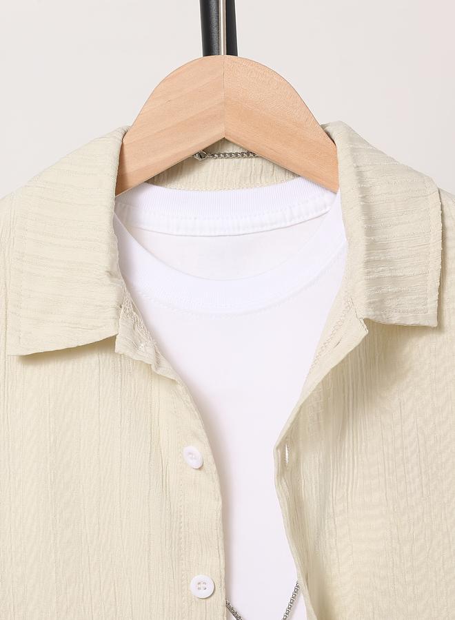 تايك تو قميص بتفاصيل بارزة الملمس مع أزرار - Image 3