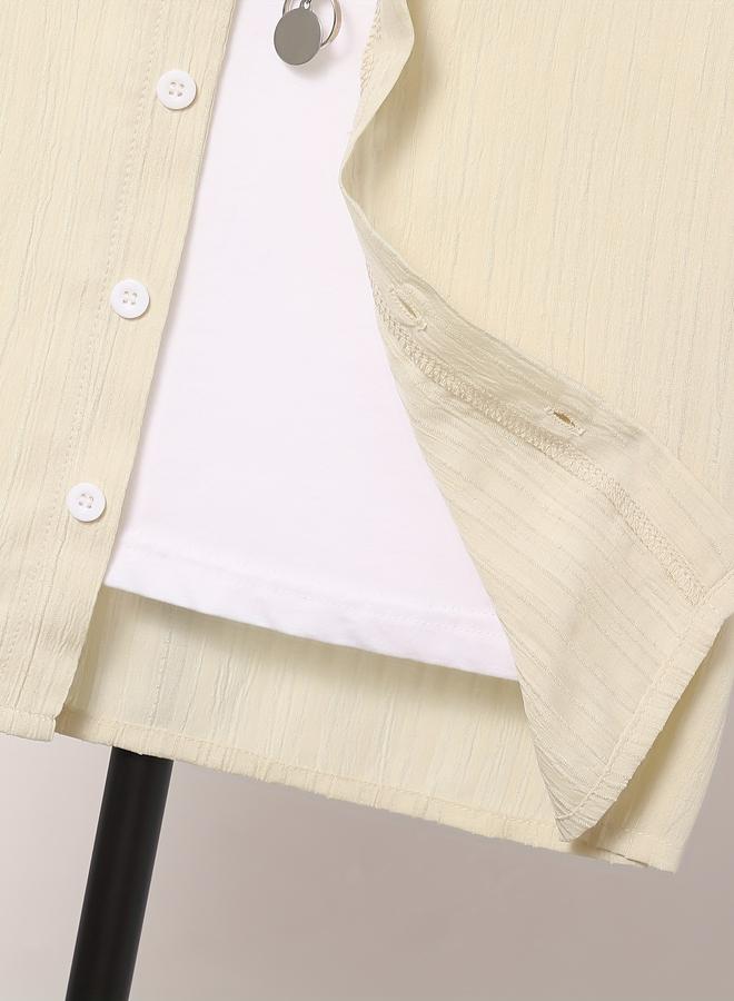 تايك تو قميص بتفاصيل بارزة الملمس مع أزرار - Image 4