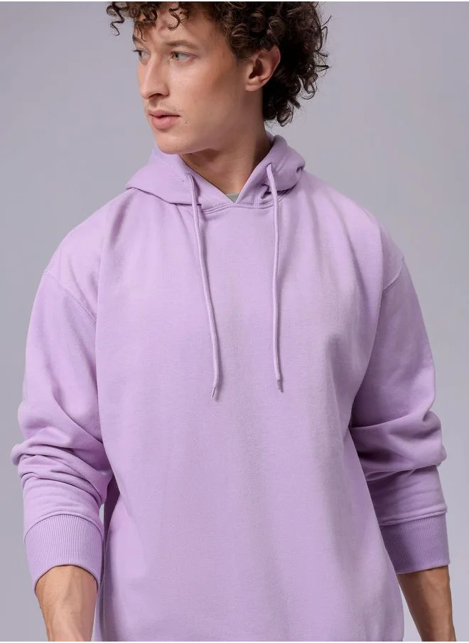 شركة المرآب الهندية Men Oversized Solid Overhead Hooded Sweatshirt