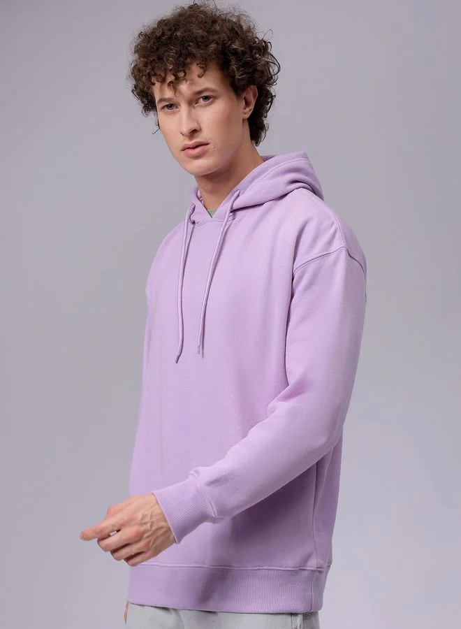 شركة المرآب الهندية Men Oversized Solid Overhead Hooded Sweatshirt