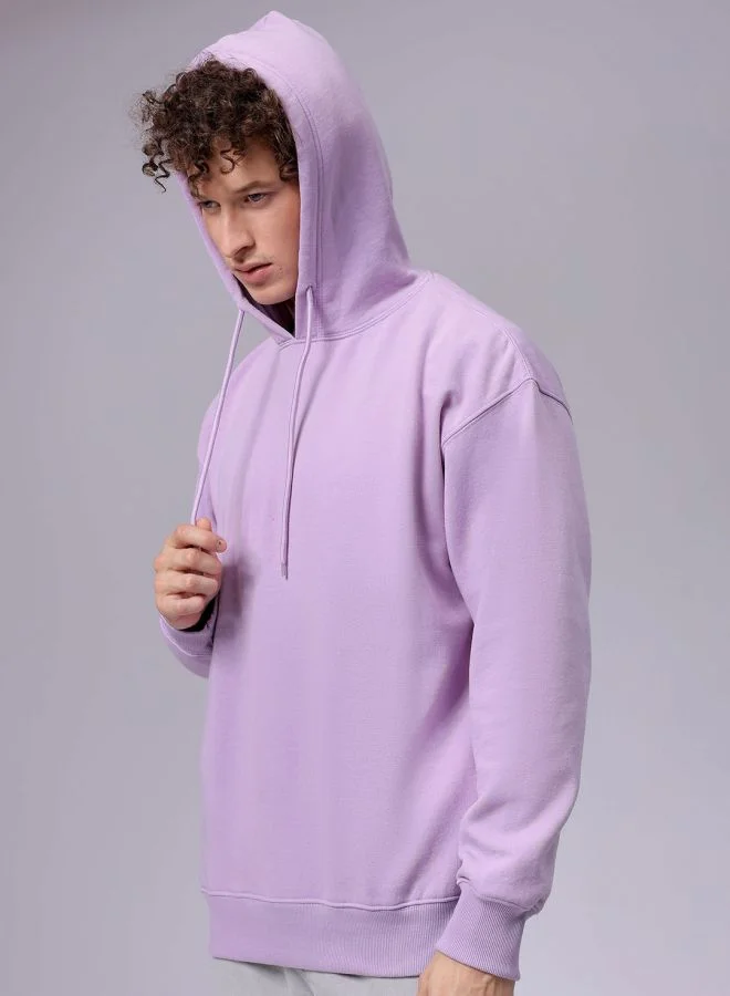 شركة المرآب الهندية Men Oversized Solid Overhead Hooded Sweatshirt