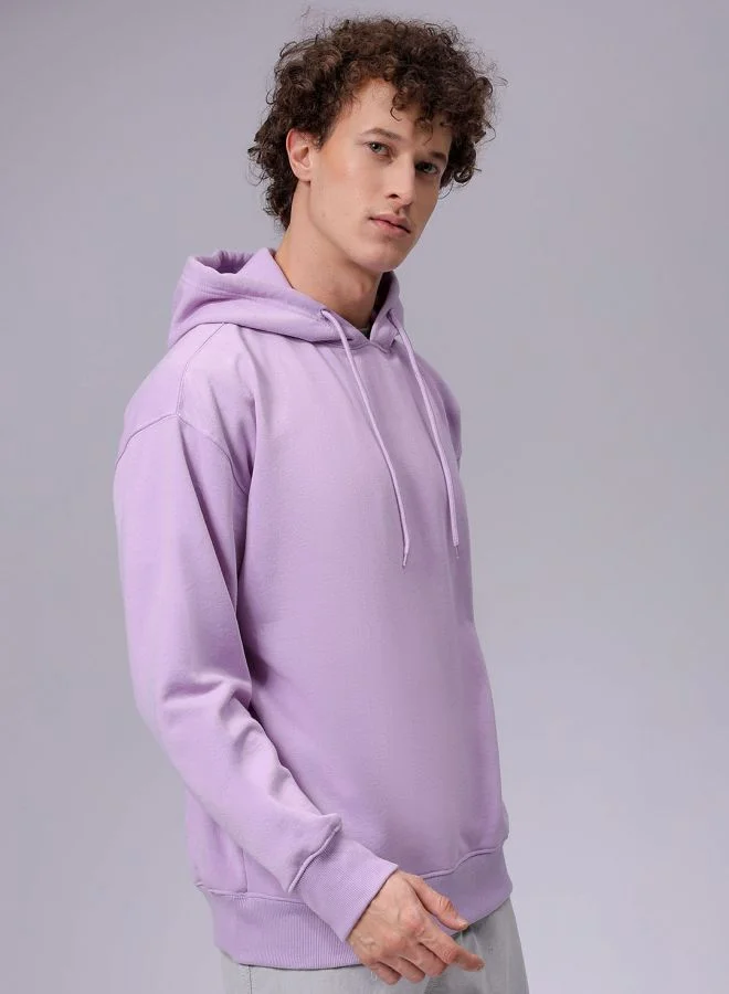 شركة المرآب الهندية Men Oversized Solid Overhead Hooded Sweatshirt