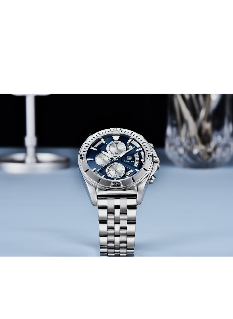 BENYAR Watches for Men Watch Quartz Luxury Stainless Steel  Water Resistant Chronograph Watch 5180  - Image 5