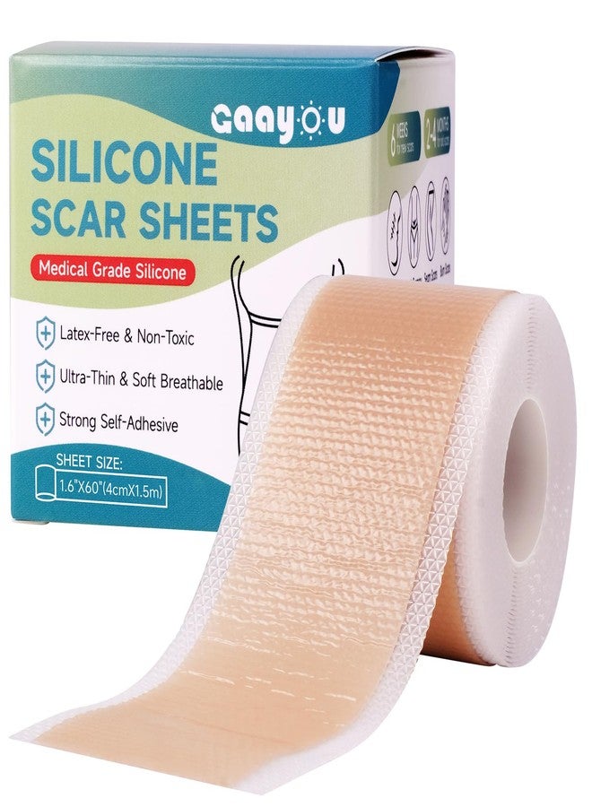 Gaayou Silicone Scar Sheets, Silicone Scar Tape (1.6"x60 " Roll-1.5M Reusable Professional Scar Silicone Strips Soft Silicone Scar Patches for Scar Removal Treatment, Surgical Scars, Keloid, C-Section, Burn - Image 1