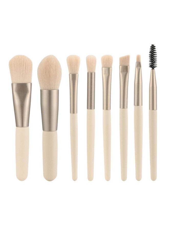 Digital Shoppy 8Pcs Mini Makeup Brush Set (Beige) - Image 1
