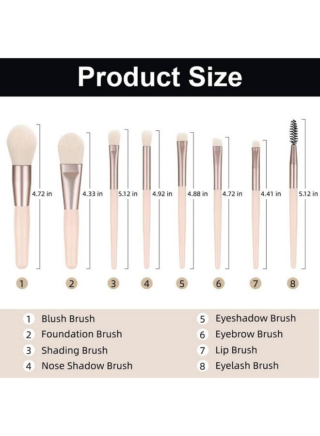 Digital Shoppy 8Pcs Mini Makeup Brush Set (Beige) - Image 3