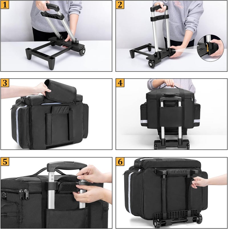 Damero Rolling Medical Bag with Detachable Trolley Medical Equipment Bag with Removable Pouches and Dividers First Aid Responder Bag Empty for Home Health Nurses Doctors EMT EMS Black - Image 5