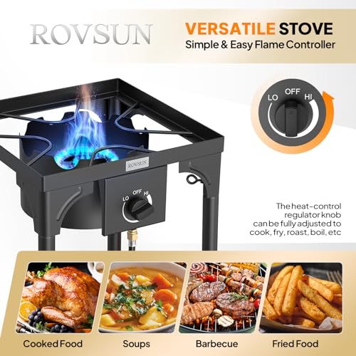 ROVSUN 100,000 BTU Portable Gas Camping Stove, Outdoor Propane Burner with Regulator, High Pressure Single Cooker Camp Cooking Home Brewing - Image 4