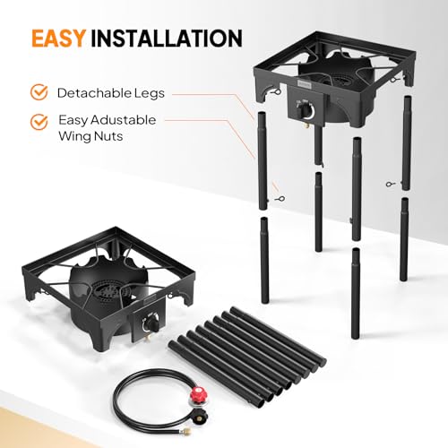 ROVSUN 100,000 BTU Portable Gas Camping Stove, Outdoor Propane Burner with Regulator, High Pressure Single Cooker Camp Cooking Home Brewing - Image 3