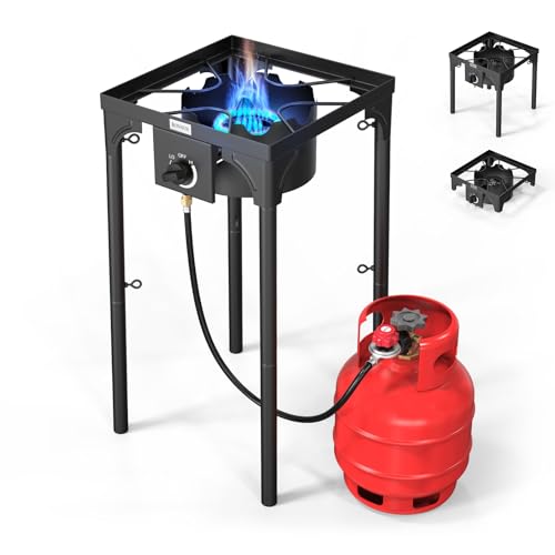 ROVSUN 100,000 BTU Portable Gas Camping Stove, Outdoor Propane Burner with Regulator, High Pressure Single Cooker Camp Cooking Home Brewing - Image 1