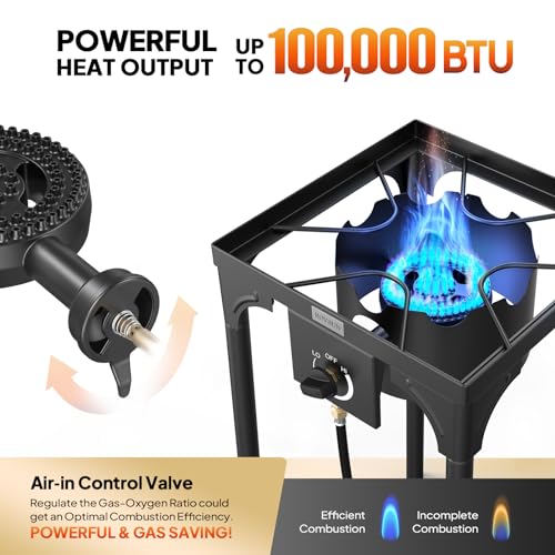 ROVSUN 100,000 BTU Portable Gas Camping Stove, Outdoor Propane Burner with Regulator, High Pressure Single Cooker Camp Cooking Home Brewing - Image 2