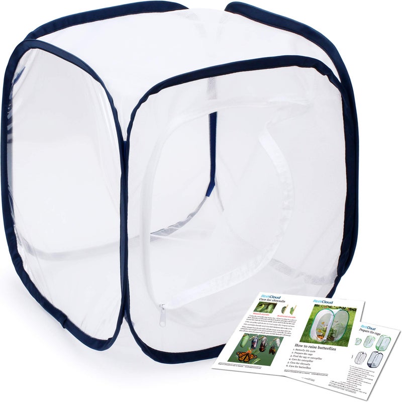 RESTCLOUD Insect and Butterfly Habitat Cage Terrarium Pop-up 12 X 12 X 12 Inches - Image 1