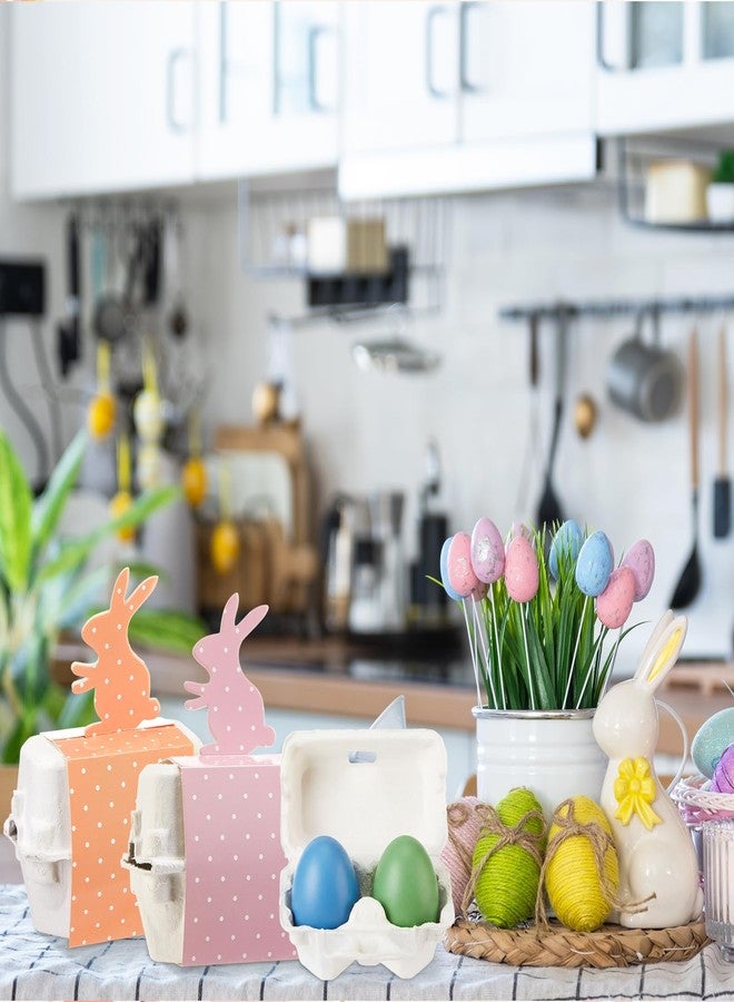 YooNotee 24 Pcs Adult Easter Bunny Egg Cartons, Pastel Color Gift Set with Bunny Bands, 2 Count Reusable Natural Paper Pulp DIY Egg Cardboard Holder Baskets for Easter Hunt, Party Favors, Mini Craft - Image 4