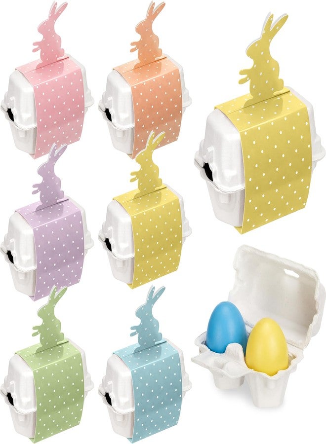 YooNotee 24 Pcs Adult Easter Bunny Egg Cartons, Pastel Color Gift Set with Bunny Bands, 2 Count Reusable Natural Paper Pulp DIY Egg Cardboard Holder Baskets for Easter Hunt, Party Favors, Mini Craft - Image 1
