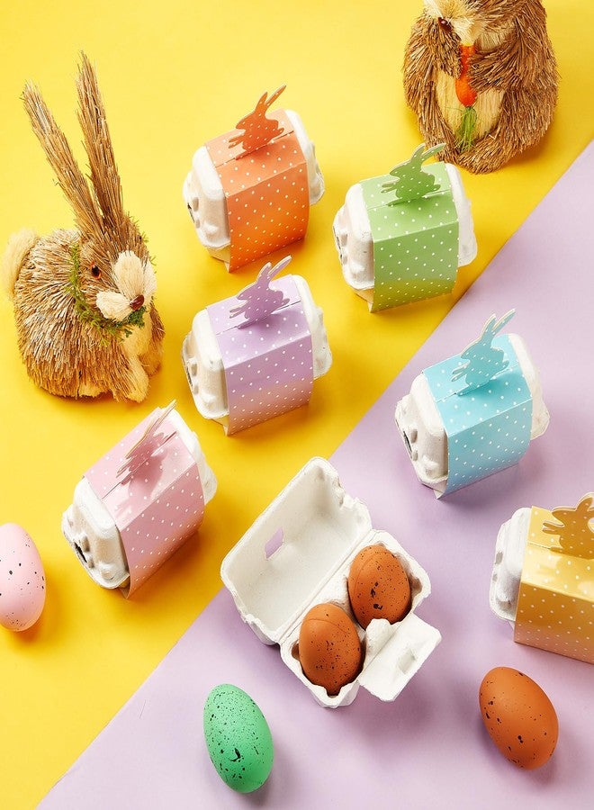 YooNotee 24 Pcs Adult Easter Bunny Egg Cartons, Pastel Color Gift Set with Bunny Bands, 2 Count Reusable Natural Paper Pulp DIY Egg Cardboard Holder Baskets for Easter Hunt, Party Favors, Mini Craft - Image 3