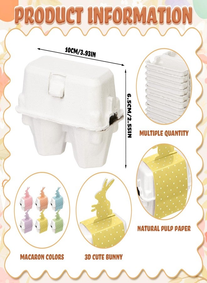 YooNotee 24 Pcs Adult Easter Bunny Egg Cartons, Pastel Color Gift Set with Bunny Bands, 2 Count Reusable Natural Paper Pulp DIY Egg Cardboard Holder Baskets for Easter Hunt, Party Favors, Mini Craft - Image 2