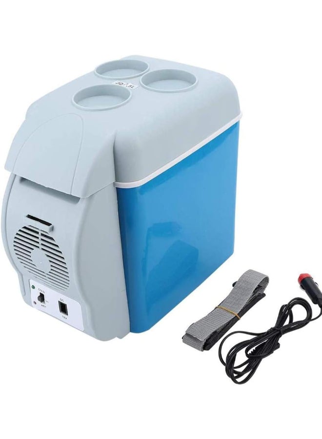 Mini Fridge Cooler, 7.5L 12V 30W Portable Fridge Cool and Warm Car Refrigerator With Window for Traveling and Camping,Blue