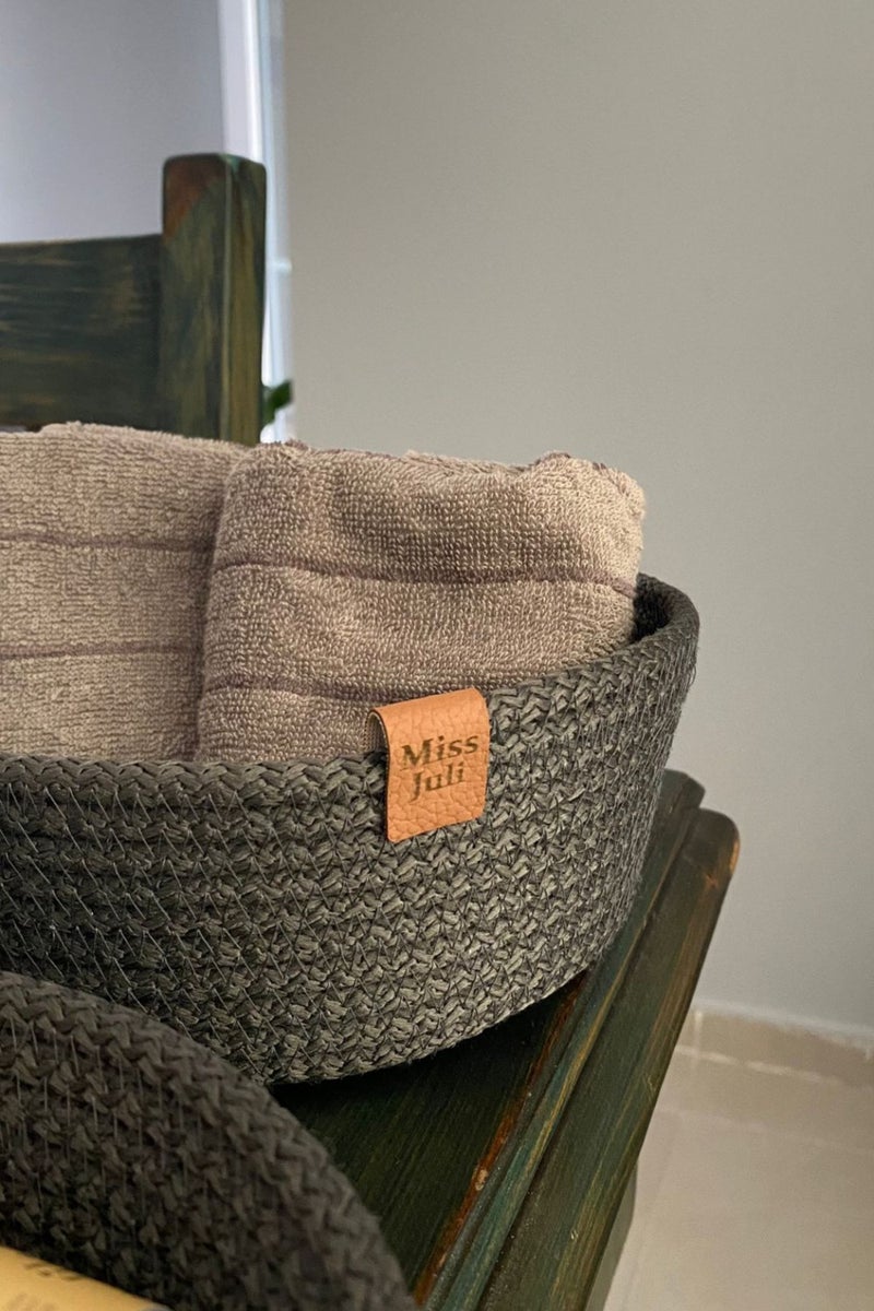 Miss Juli Multi-Purpose 3-Piece Basket, Jute Rope Knitting Basket, Decorative Basket Set, Wicker Basket Set - Image 5