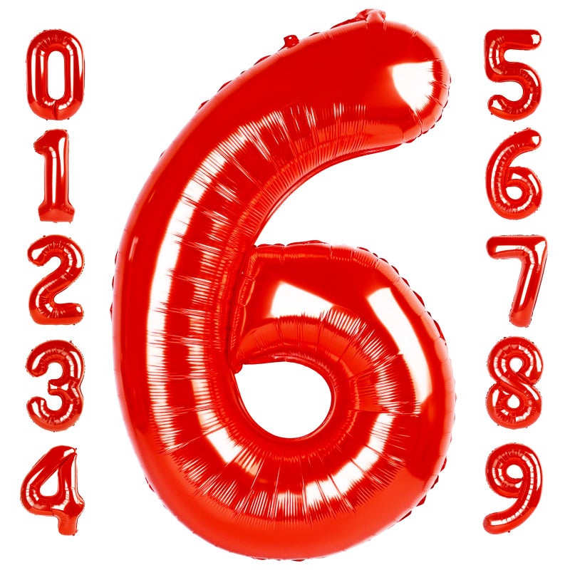 Mluchee Number 6 Balloon 40 Inch, 6 7 Six Seven Birthday Decorations, 6th Birthday Balloon for Men Women, Red 16 60 61 65 Numbers Balloons Graduations Anniversary Supplies - Image 1