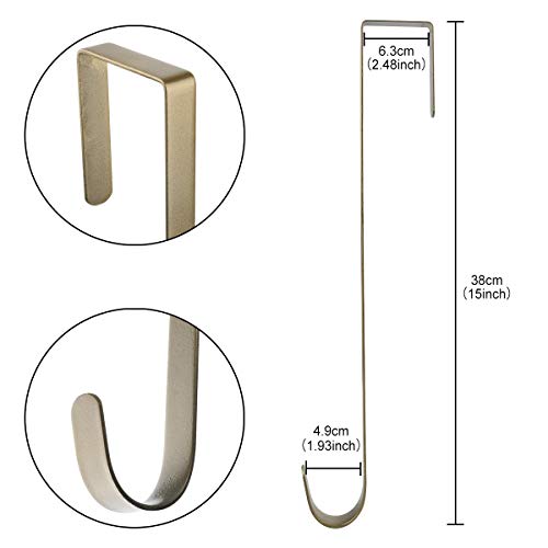 Norgail 15 Inches Heavy Duty Wreath Hanger for Front Door Door Large Wreath Hanger Christmas Wreaths Decorative Hook Premium Sturdy Metal Bronze Pack of 2 - Image 2