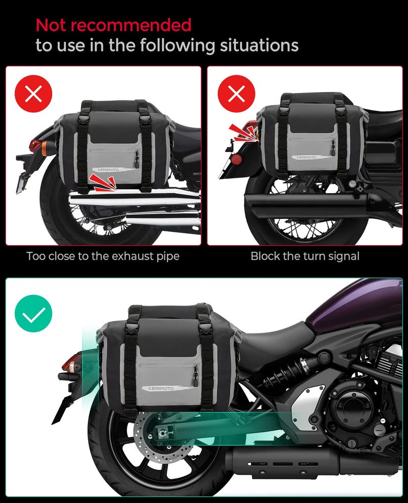 KEMIMOTO PVC Waterproof Motorcycle Saddlebags 50L(25Lx2) Adventure Dual Sport Bike Luggage Bag Saddle Bags Side Bags for Dirtbike Motorbike Travel Motorcycle Panniers Bags Grey - Image 5