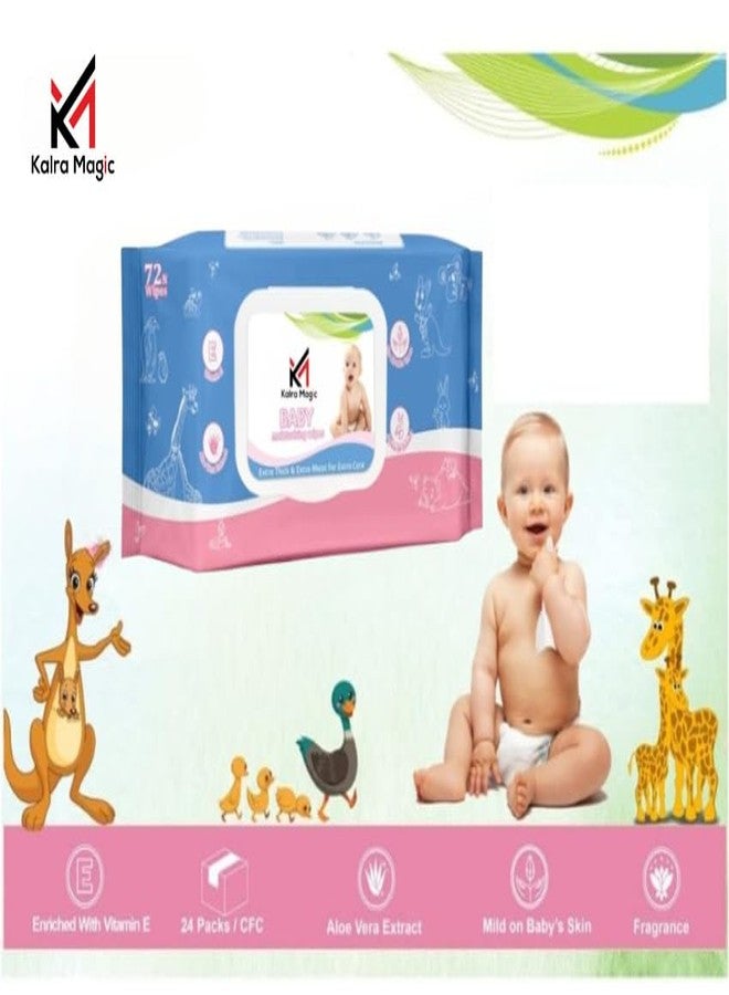 KALRA MAGIC Soft Cleansing Baby Wipes with Lid | 360 Wipes Extra Thick & Moist Wet Wipes for Baby's | Prevents Rashes & Redness with Goodness of Aloe Vera, Vitamin E & Jojoba Oil - Pack of 5 - Image 2