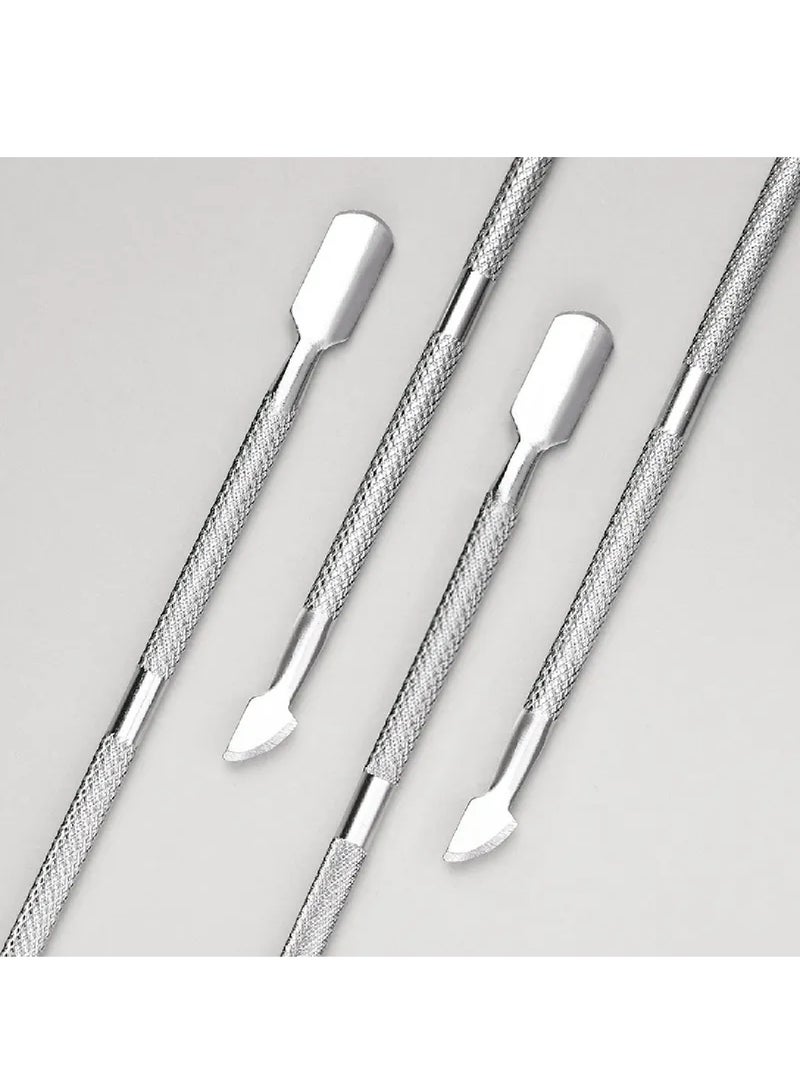 Professional Salon Quality Stainless Steel Double-Sided Cuticle Pusher for Manicure and Pedicure with Curved Edge - Image 2