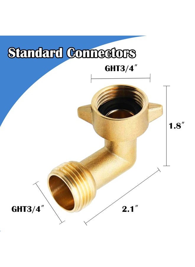 Hourleey 2 Pack 90 Degree Garden Hose Elbow Connectors, 3/4" Brass Hose Elbow with 2 Washers, Hose Adapter for RV Water Hookups Residential Outdoor Faucets - Image 2