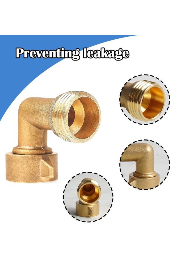 Hourleey 2 Pack 90 Degree Garden Hose Elbow Connectors, 3/4" Brass Hose Elbow with 2 Washers, Hose Adapter for RV Water Hookups Residential Outdoor Faucets - Image 4