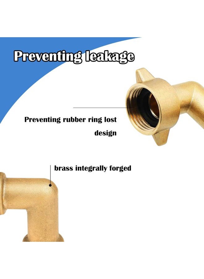 Hourleey 2 Pack 90 Degree Garden Hose Elbow Connectors, 3/4" Brass Hose Elbow with 2 Washers, Hose Adapter for RV Water Hookups Residential Outdoor Faucets - Image 3