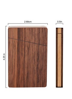 Excefore Wood Business Card Holders, PU Leather Business Card Case Pocket Business Card Holders for Men or Women, Professional Slim Business Card Carrier Name Card Holder Wallet With Magnetic Shut, Coffee  - Image 3
