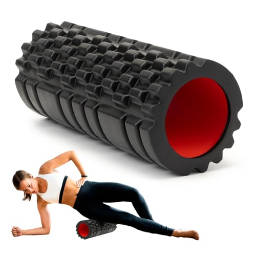 Krightlink Foam Roller for Deep Tissue Massager, 13" High Density Exercise Patented Roller for Muscle Massage and Myofascial Trigger Point Release Back Roller for Fitness, Yoga and Pilates (Black) - Image 1