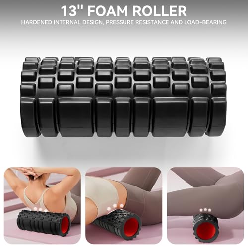 Krightlink Foam Roller for Deep Tissue Massager, 13" High Density Exercise Patented Roller for Muscle Massage and Myofascial Trigger Point Release Back Roller for Fitness, Yoga and Pilates (Black) - Image 4