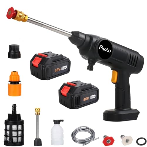 Pivalo 48V Double Battery Cordless High Pressure Washer with Adjustable 3 in 1 Nozzle, 5M Hose Pipe and Foam Cannon Portable Water Sprayer Gun Machine for Car & Bike Washing (Black) - Image 1