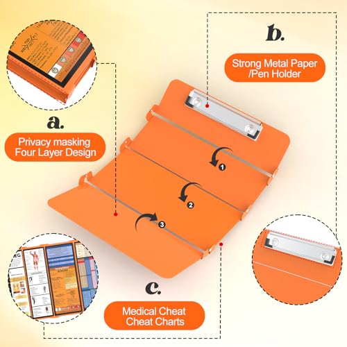 NECEG Foldable Nursing Clipboard 4 Layer, Aluminum Medical Clipboard with Cheat Sheet, Privacy Nurse Clipboard for Hospital, Clinic, Nursing Student - Image 4
