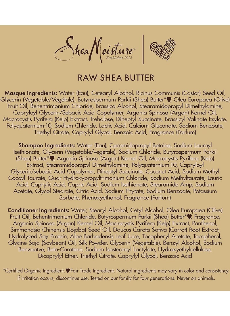 SheaMoister - A set of shampoo and conditioner to moisturize and care for frizzy, damaged and stressed hair, enriched with raw shea butter, argan oil and sea kelp, sulfate-free, with 3 pieces from Shea Moisture, fo - Image 1